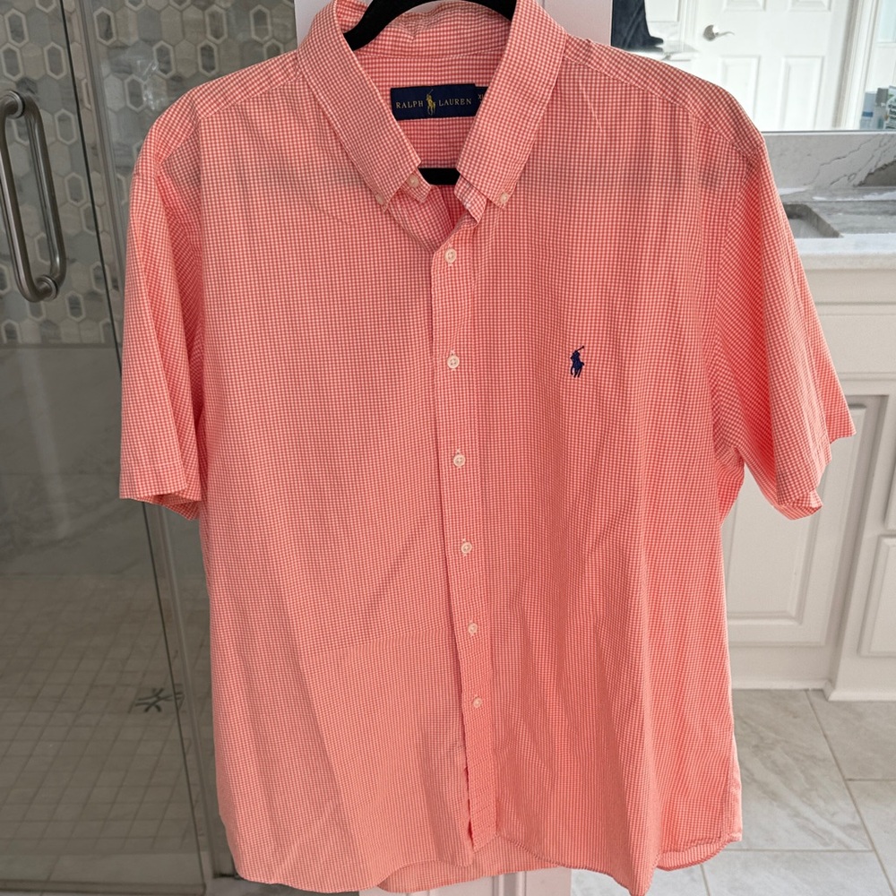 Ralph Lauren XL Men's Orange Gingham Shirt